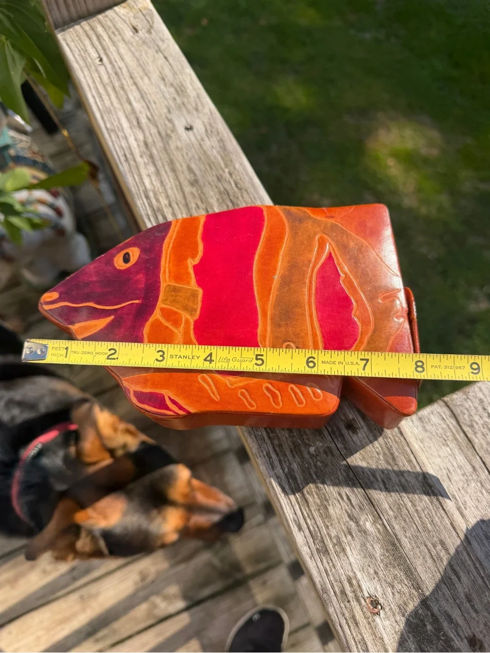 Vintage Genuine Hand Crafted Soft Leather Fish Coin Bank with Snap Made in India